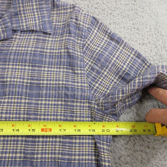 Cut Loose Womens Oversized Shirt Top Blouse size XS Crinkle Stretch Plaid Button - Picture 6 of 8